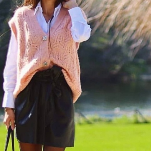 ZARA Jewel button knit vest cardigan sweater pink Sz S - Picture 13 of 13